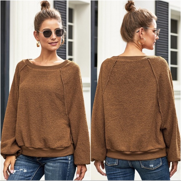 ✨RESTOCKED✨Camel Brown Cozy Slouchy Sweater - Picture 3 of 3